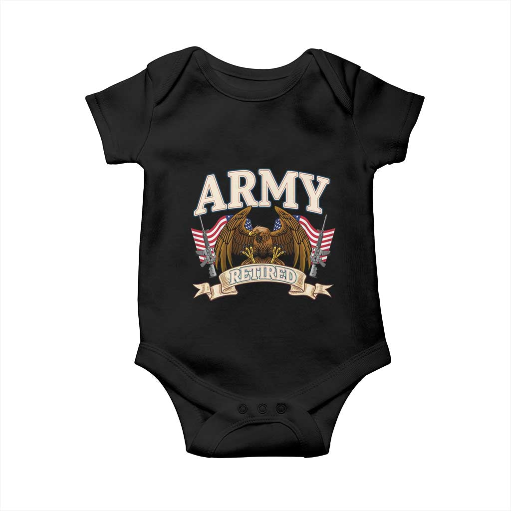 Retirement Army Veteran Baby Onesie American Flag USA Patriotic - Wonder Print Shop