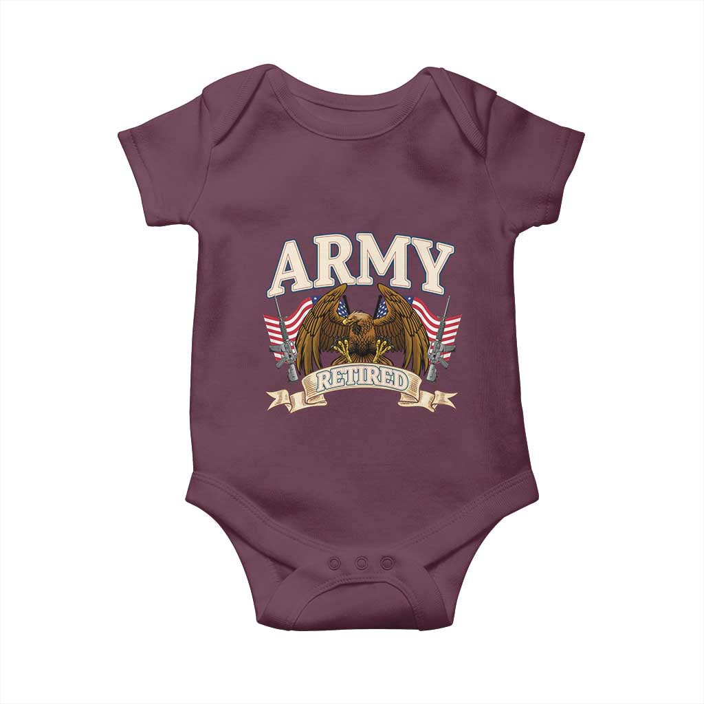 Retirement Army Veteran Baby Onesie American Flag USA Patriotic - Wonder Print Shop