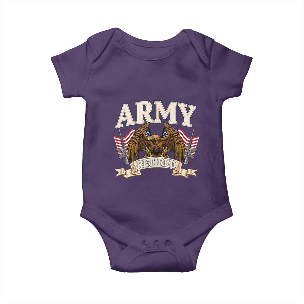 Retirement Army Veteran Baby Onesie American Flag USA Patriotic - Wonder Print Shop