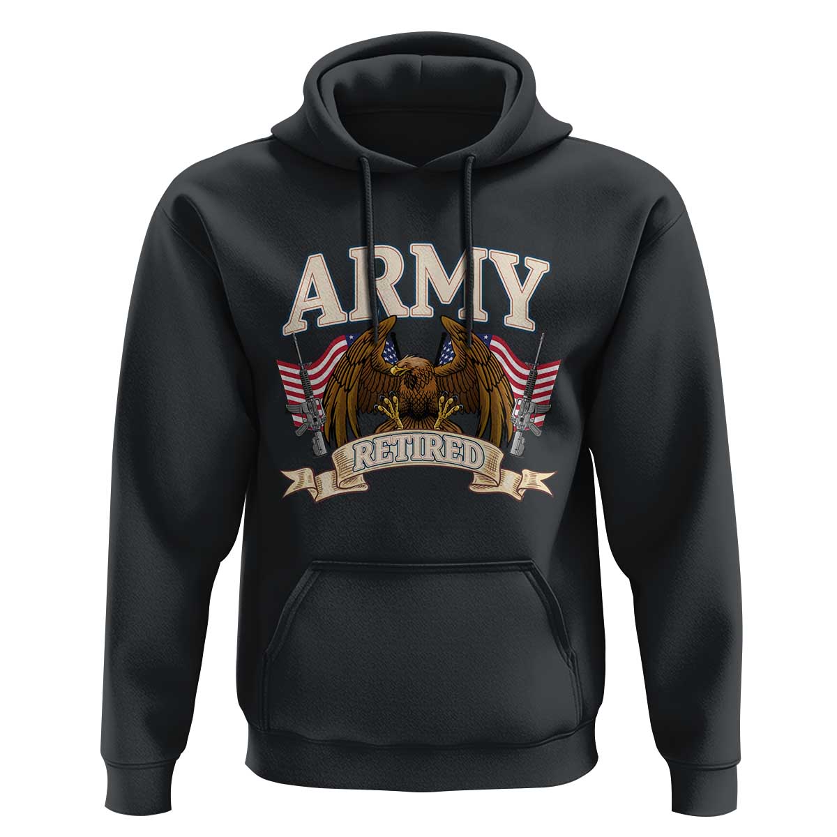 Retirement Army Veteran Hoodie American Flag USA Patriotic - Wonder Print Shop