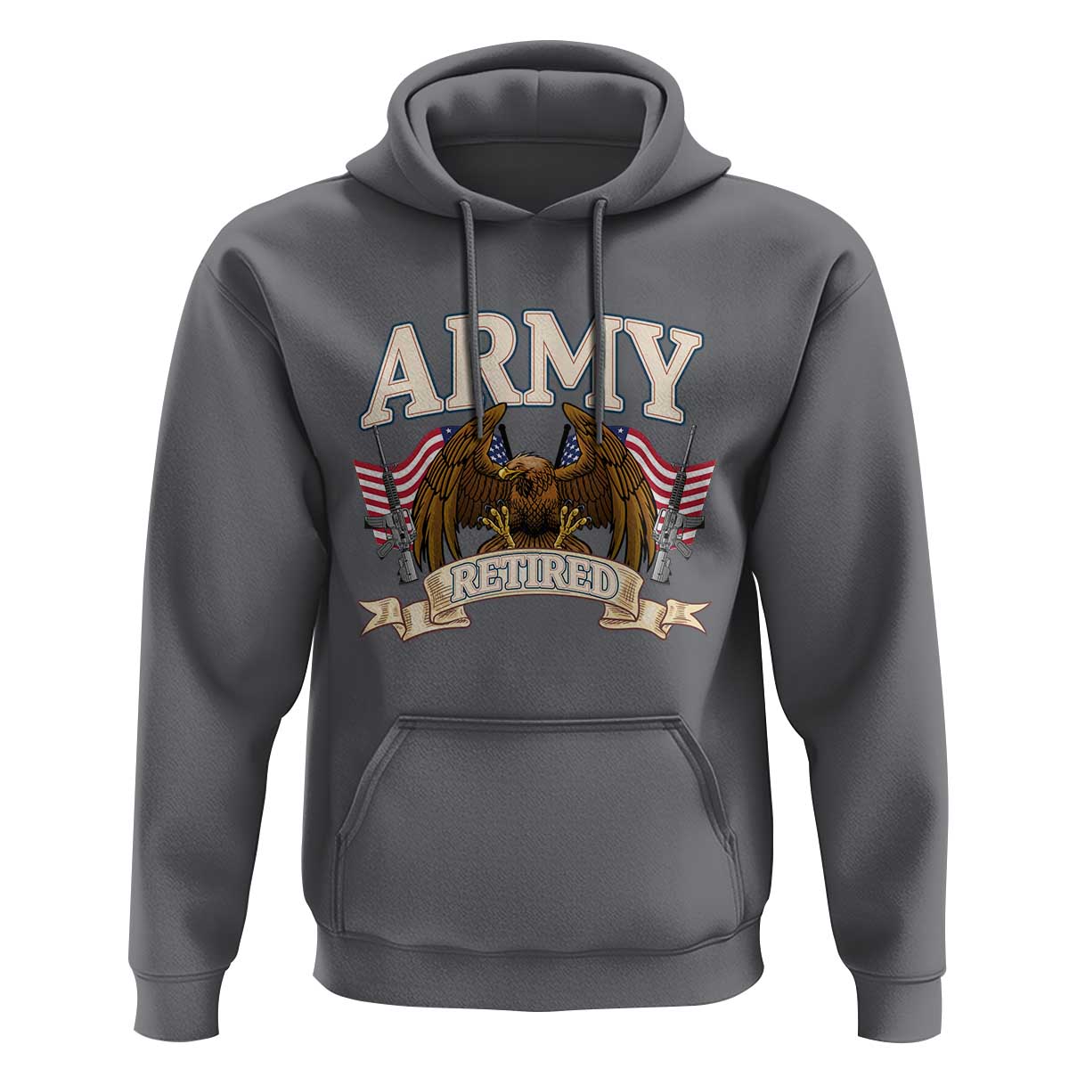 Retirement Army Veteran Hoodie American Flag USA Patriotic - Wonder Print Shop