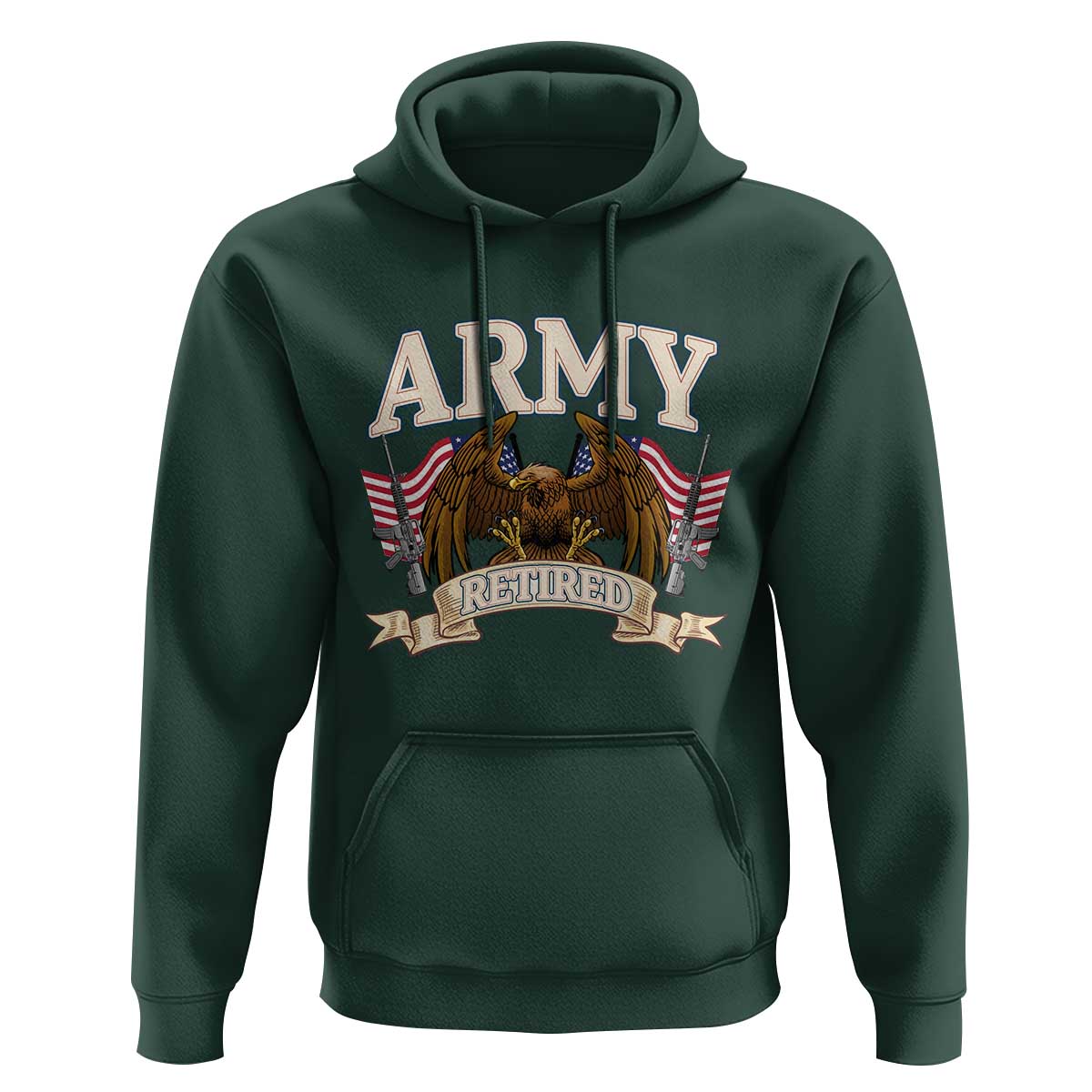 Retirement Army Veteran Hoodie American Flag USA Patriotic - Wonder Print Shop