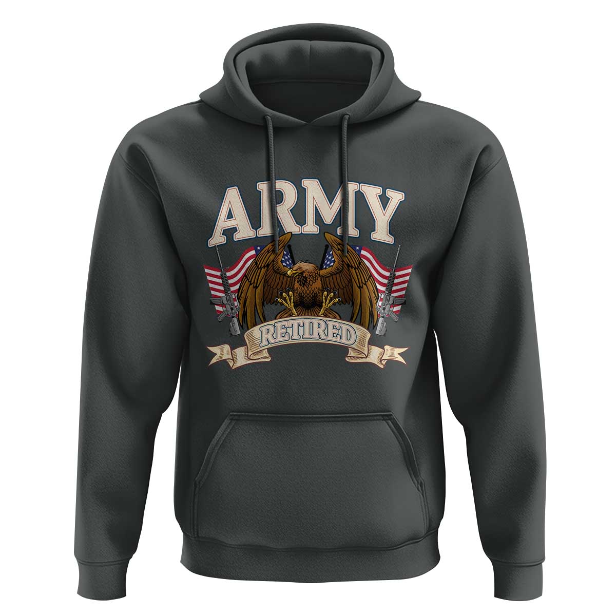 Retirement Army Veteran Hoodie American Flag USA Patriotic - Wonder Print Shop