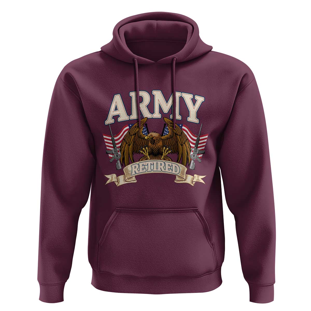 Retirement Army Veteran Hoodie American Flag USA Patriotic - Wonder Print Shop