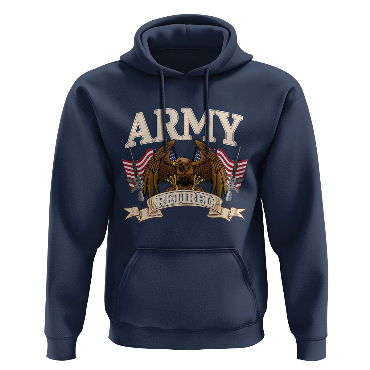 Retirement Army Veteran Hoodie American Flag USA Patriotic - Wonder Print Shop