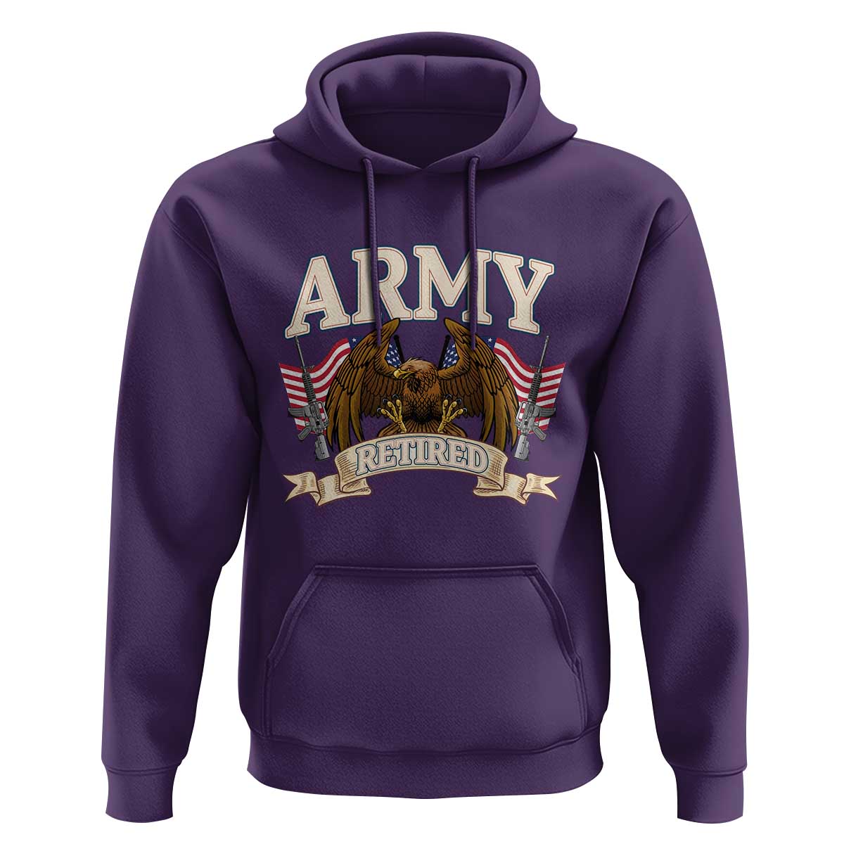 Retirement Army Veteran Hoodie American Flag USA Patriotic - Wonder Print Shop