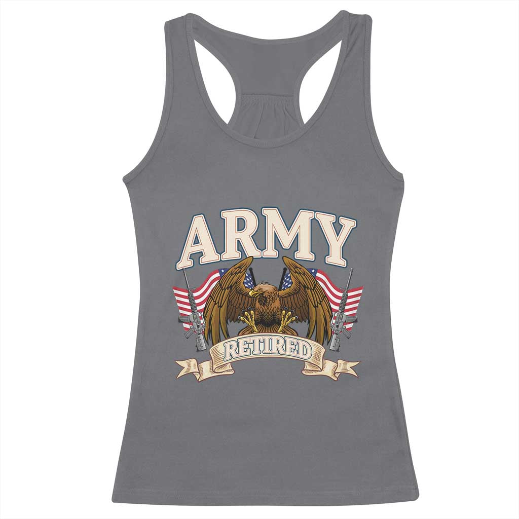 Retirement Army Veteran Racerback Tank Top American Flag USA Patriotic - Wonder Print Shop