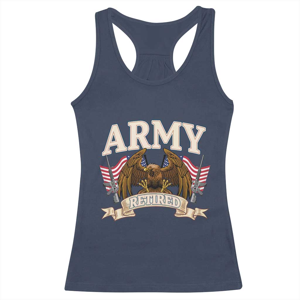 Retirement Army Veteran Racerback Tank Top American Flag USA Patriotic - Wonder Print Shop