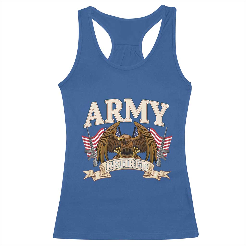 Retirement Army Veteran Racerback Tank Top American Flag USA Patriotic - Wonder Print Shop