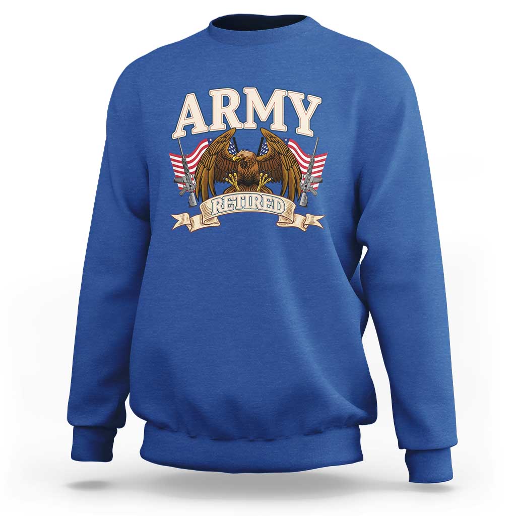 Retirement Army Veteran Sweatshirt American Flag USA Patriotic - Wonder Print Shop