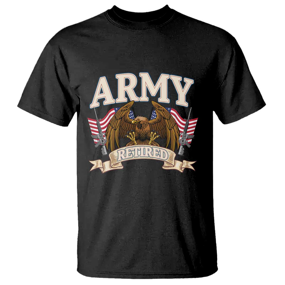 Retirement Army Veteran T Shirt American Flag USA Patriotic - Wonder Print Shop