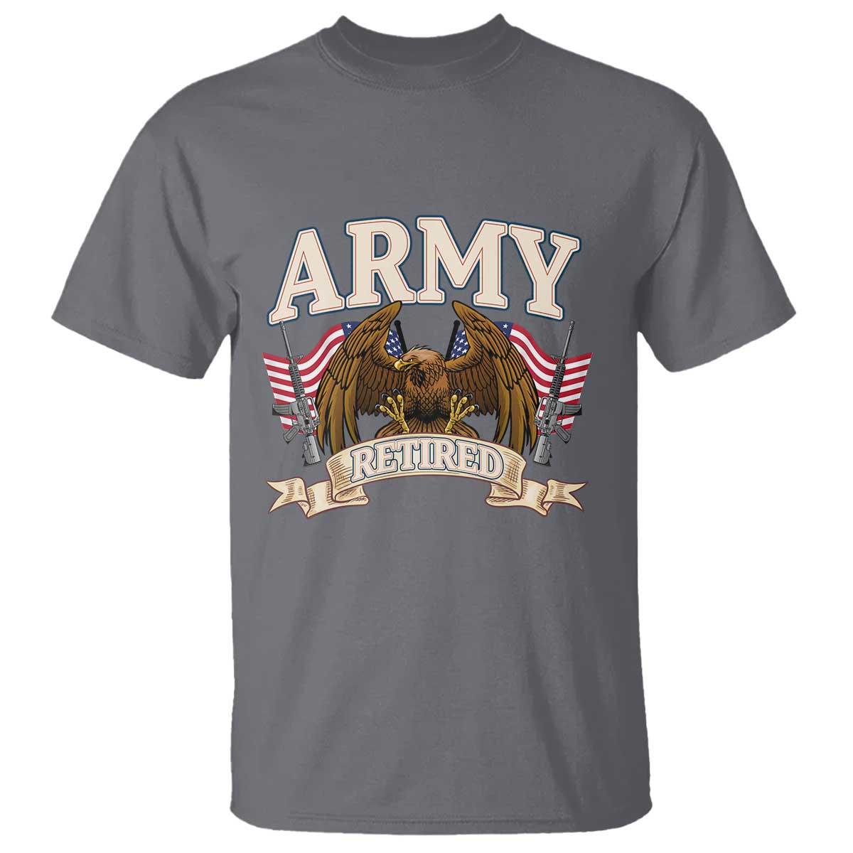 Retirement Army Veteran T Shirt American Flag USA Patriotic - Wonder Print Shop
