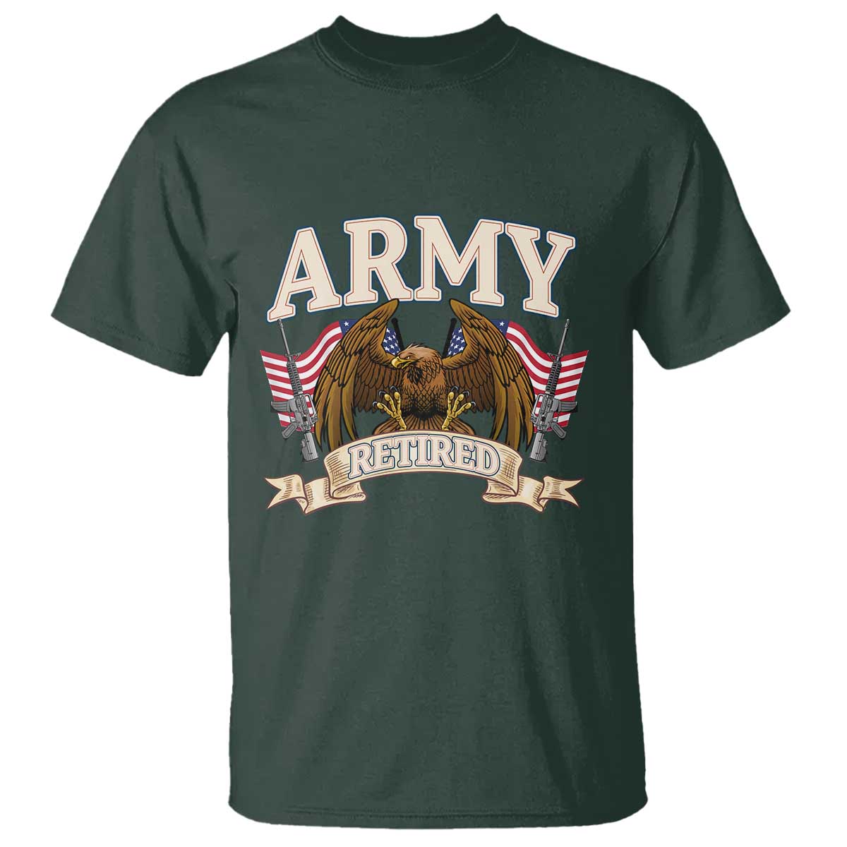 Retirement Army Veteran T Shirt American Flag USA Patriotic - Wonder Print Shop