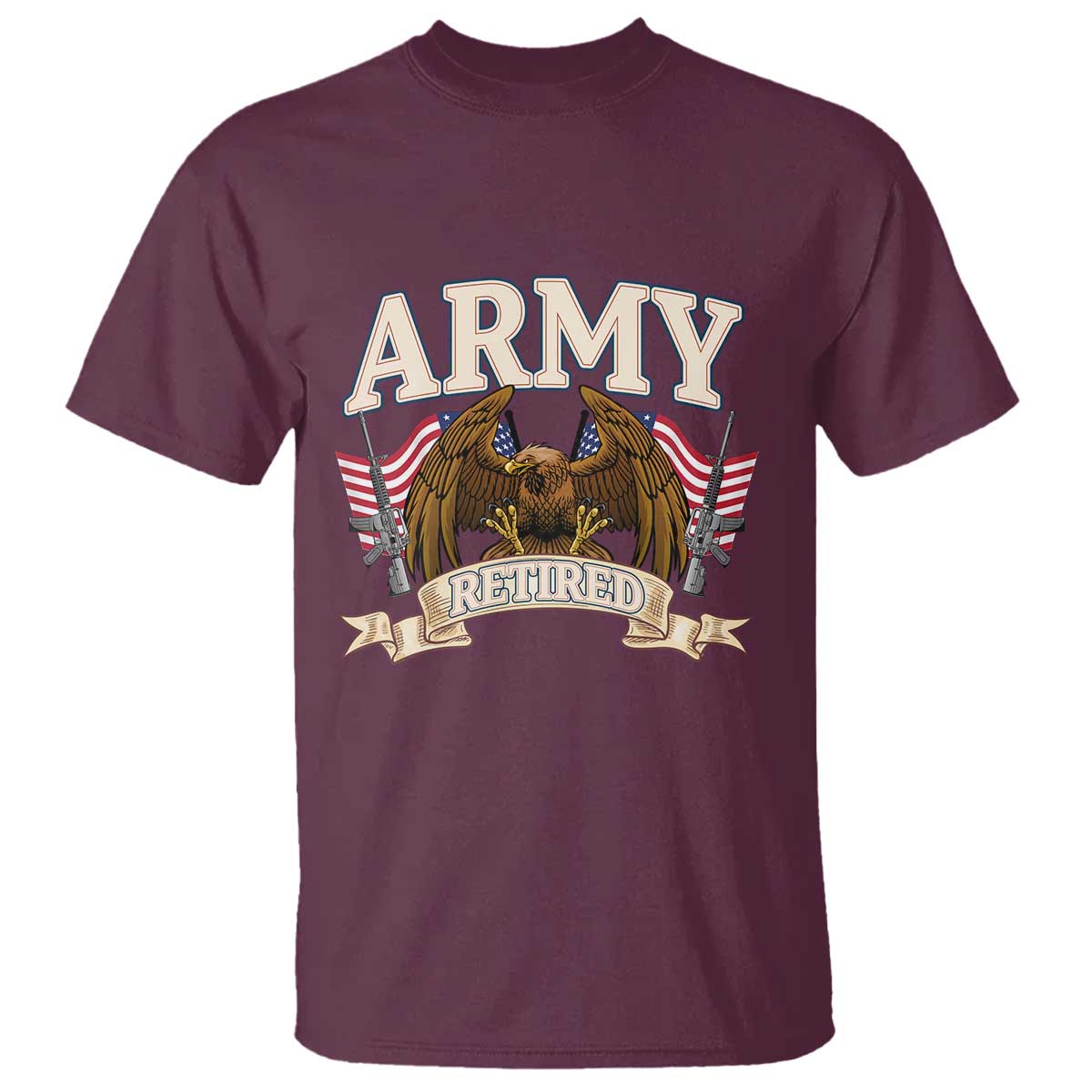 Retirement Army Veteran T Shirt American Flag USA Patriotic - Wonder Print Shop