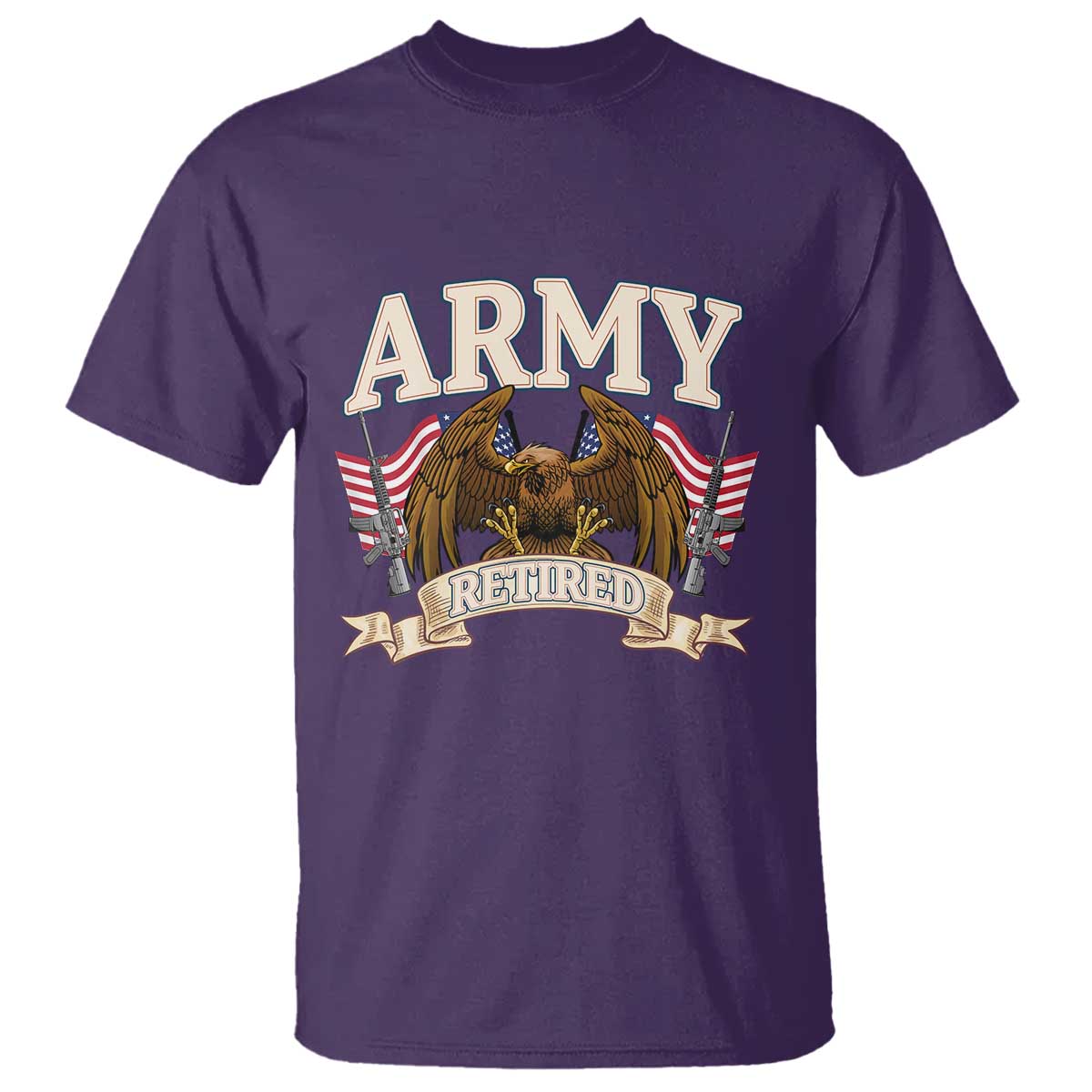 Retirement Army Veteran T Shirt American Flag USA Patriotic - Wonder Print Shop
