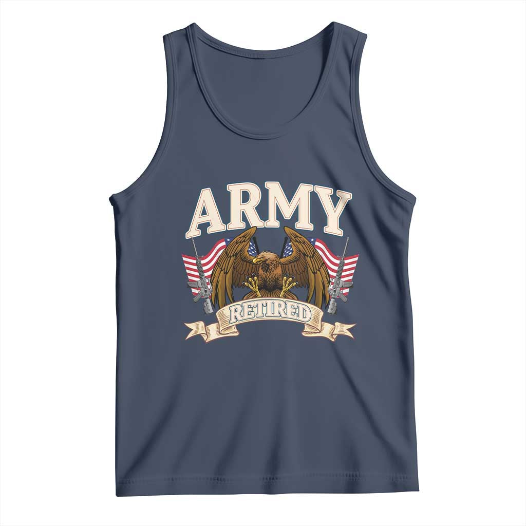 Retirement Army Veteran Tank Top American Flag USA Patriotic - Wonder Print Shop