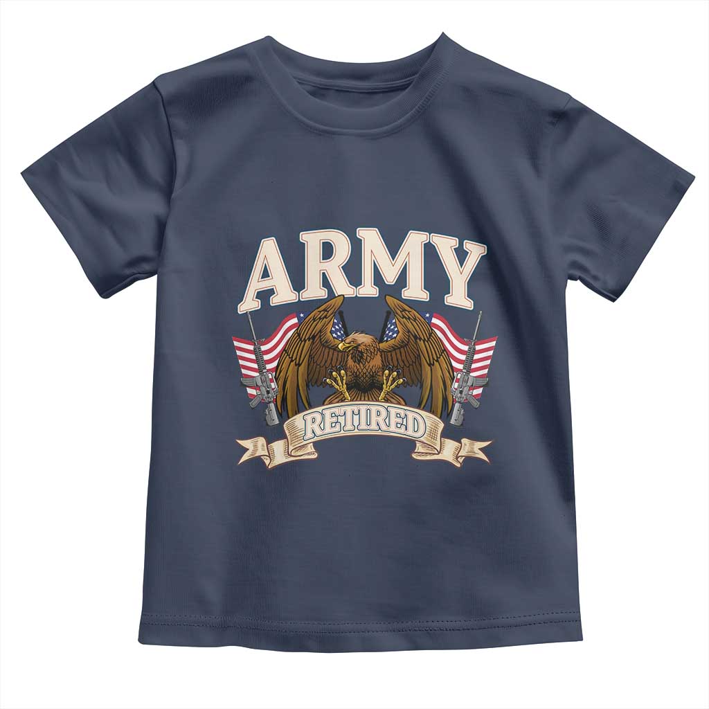 Retirement Army Veteran Toddler T Shirt American Flag USA Patriotic - Wonder Print Shop