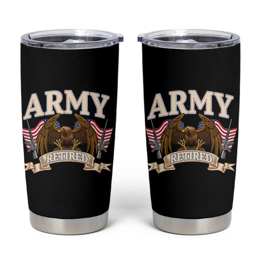 Retirement Army Veteran Tumbler Cup American Flag USA Patriotic