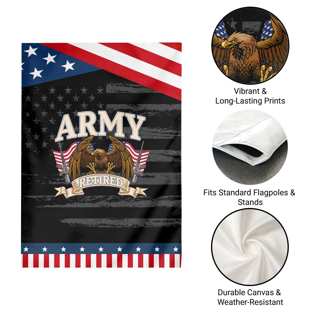 Retirement Army Veteran Garden Flag American Flag USA Patriotic