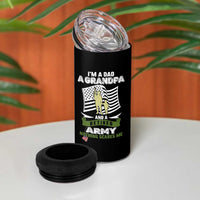 Retired Army 4 in 1 Can Cooler Tumbler Funny I Am A Dad A Grandpa Nothing Scares Me