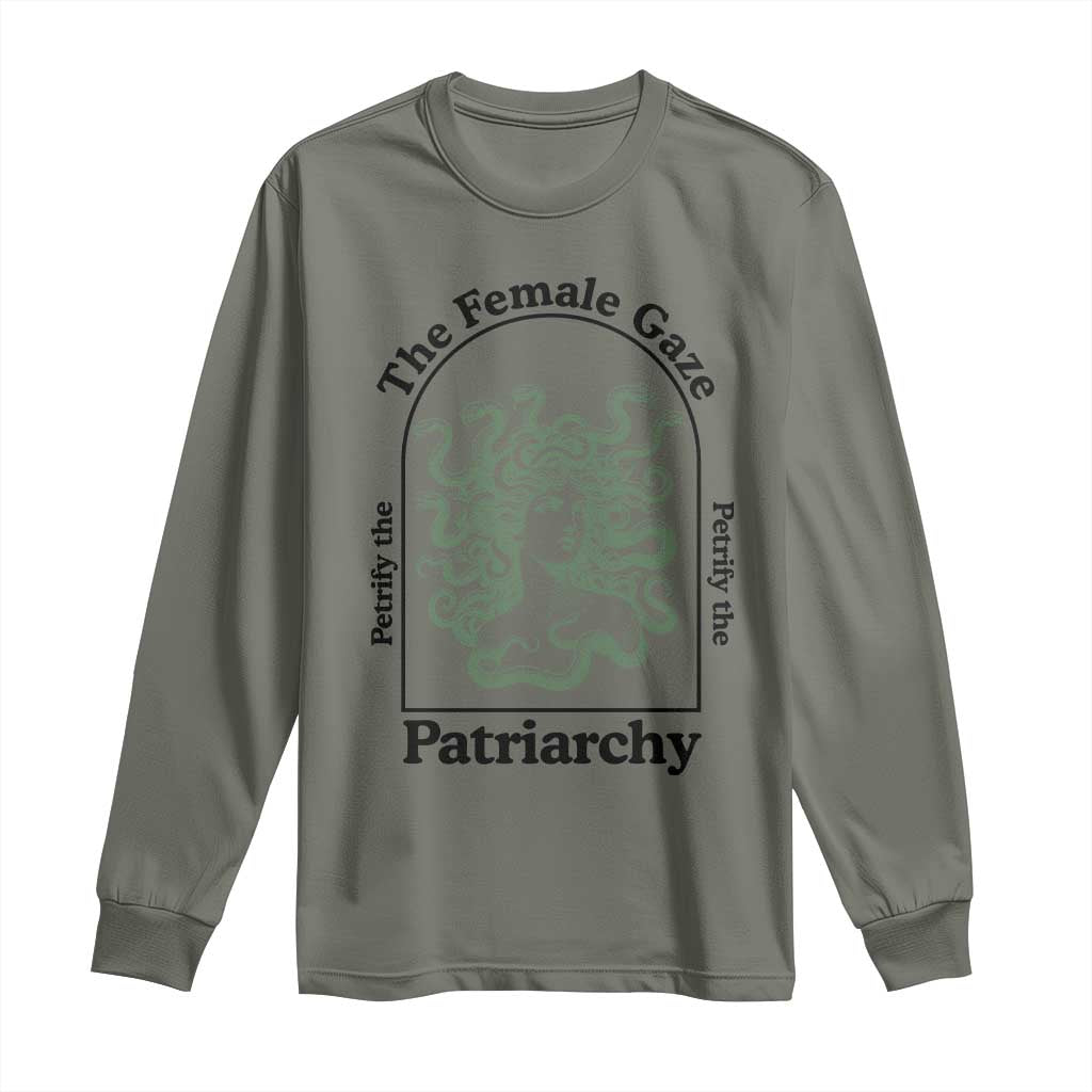 Feminist Long Sleeve Shirt The Female Gaze Petrify The Patriarchy Mythology Medusa - Wonder Print Shop