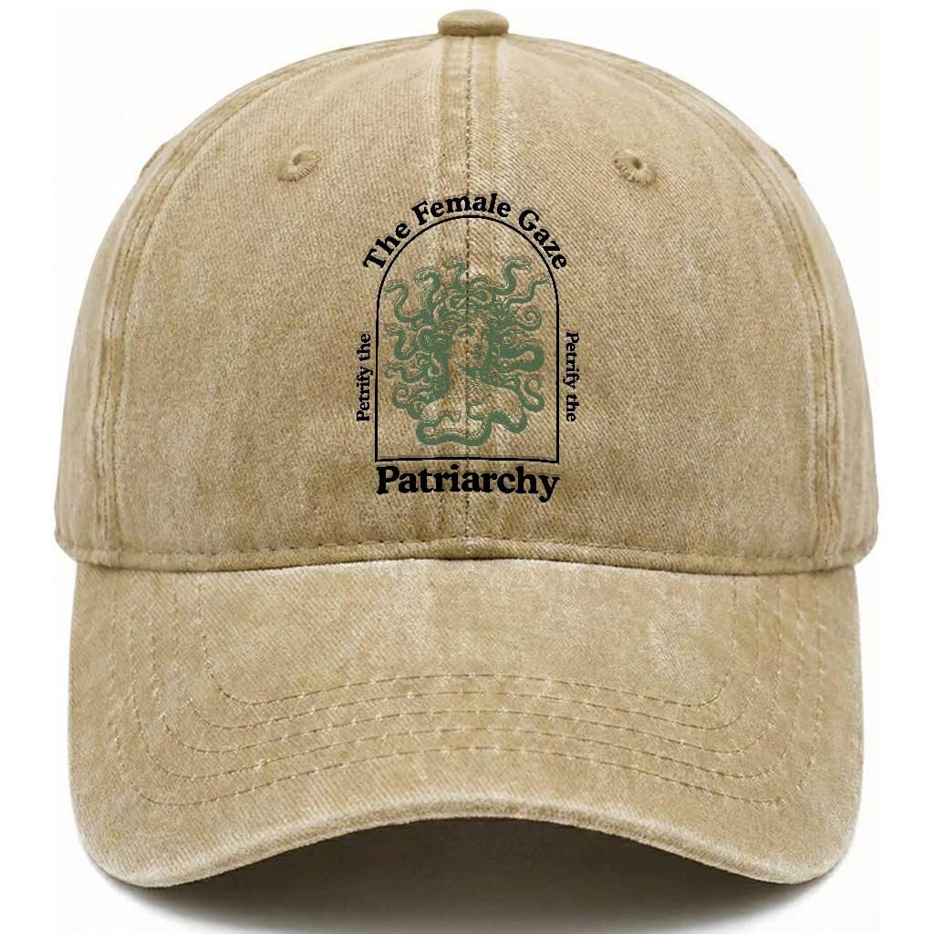 Feminist Washed Cotton Baseball Cap The Female Gaze Petrify The Patriarchy Mythology Medusa