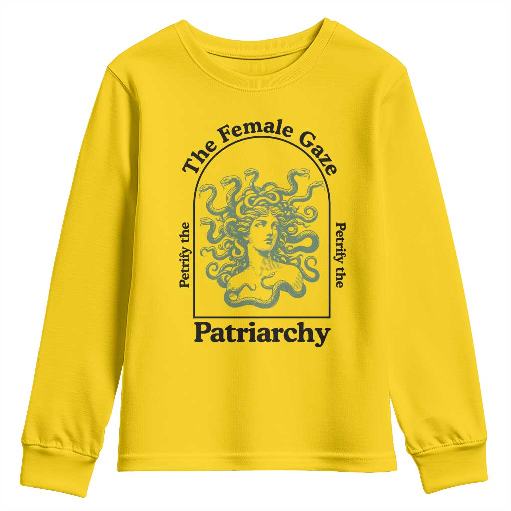 Feminist Youth Sweatshirt The Female Gaze Petrify The Patriarchy Mythology Medusa - Wonder Print Shop