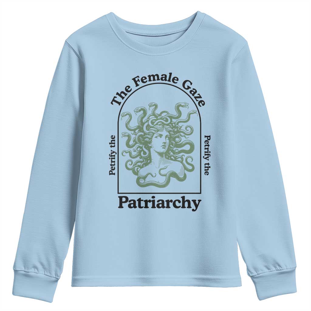 Feminist Youth Sweatshirt The Female Gaze Petrify The Patriarchy Mythology Medusa - Wonder Print Shop