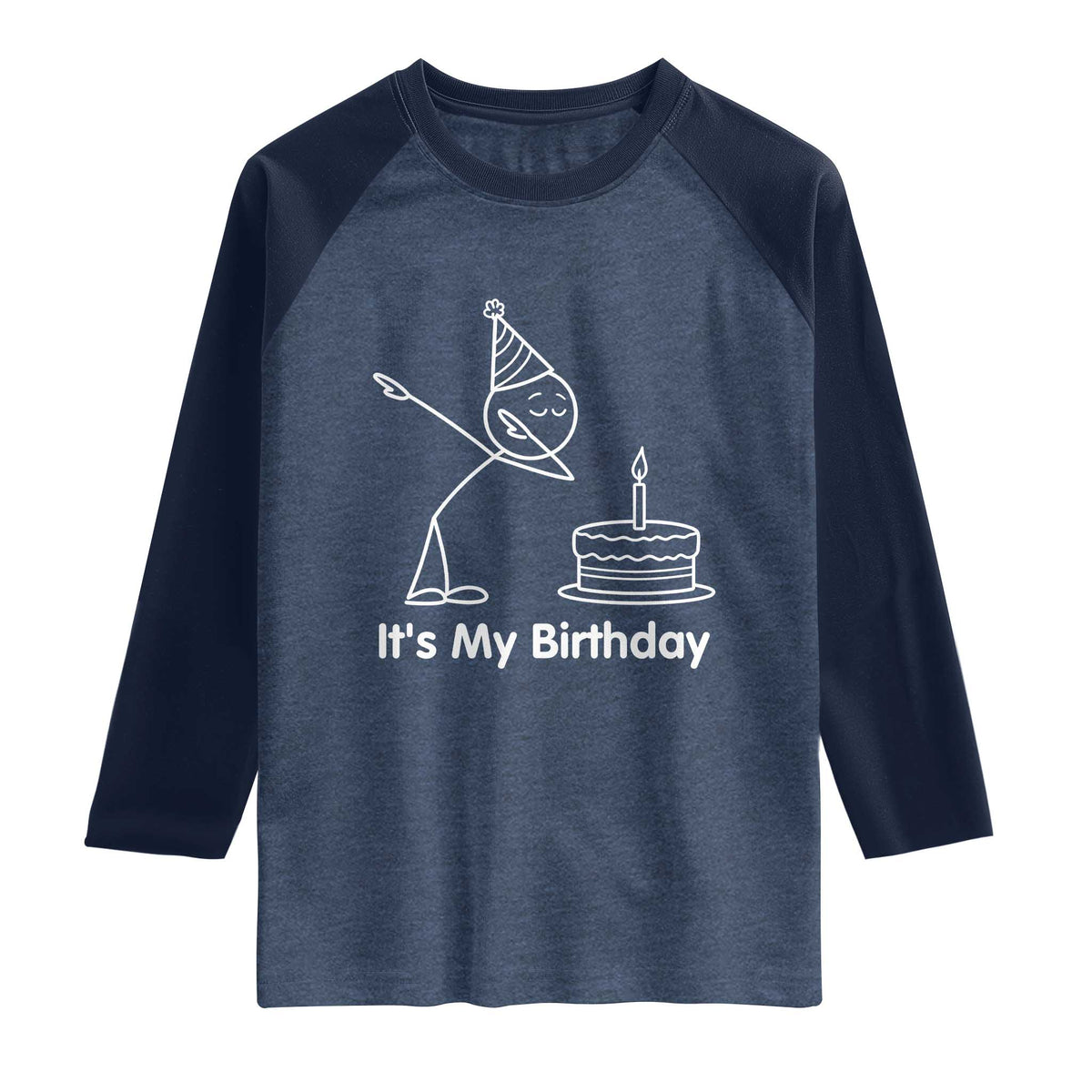 Dabbing Stickman Party Humor Gift Raglan Shirt It Is My Birthday