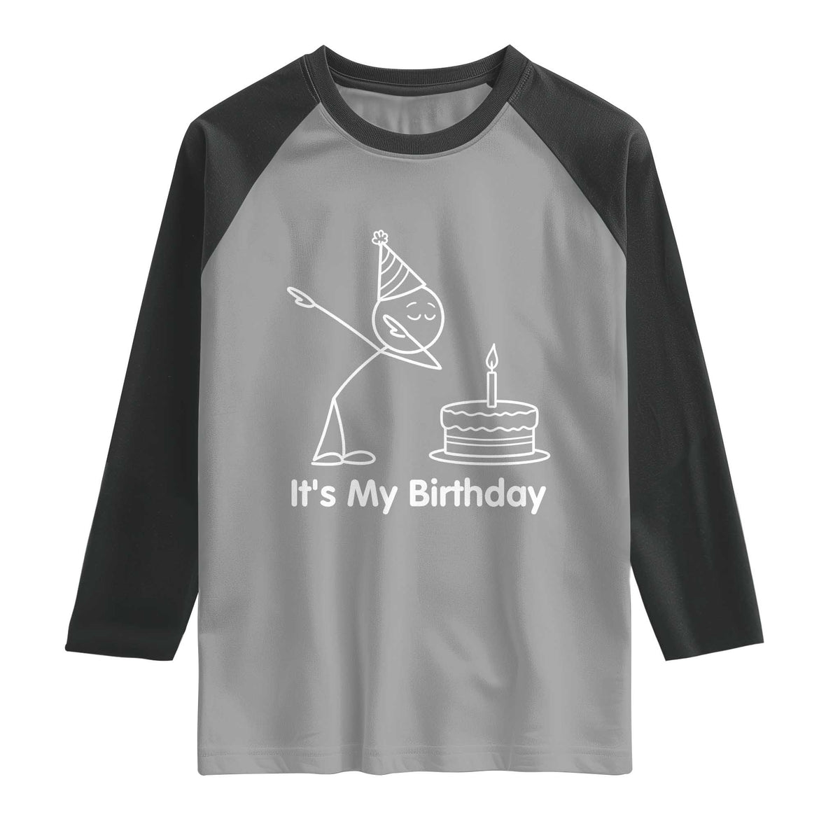 Dabbing Stickman Party Humor Gift Raglan Shirt It Is My Birthday