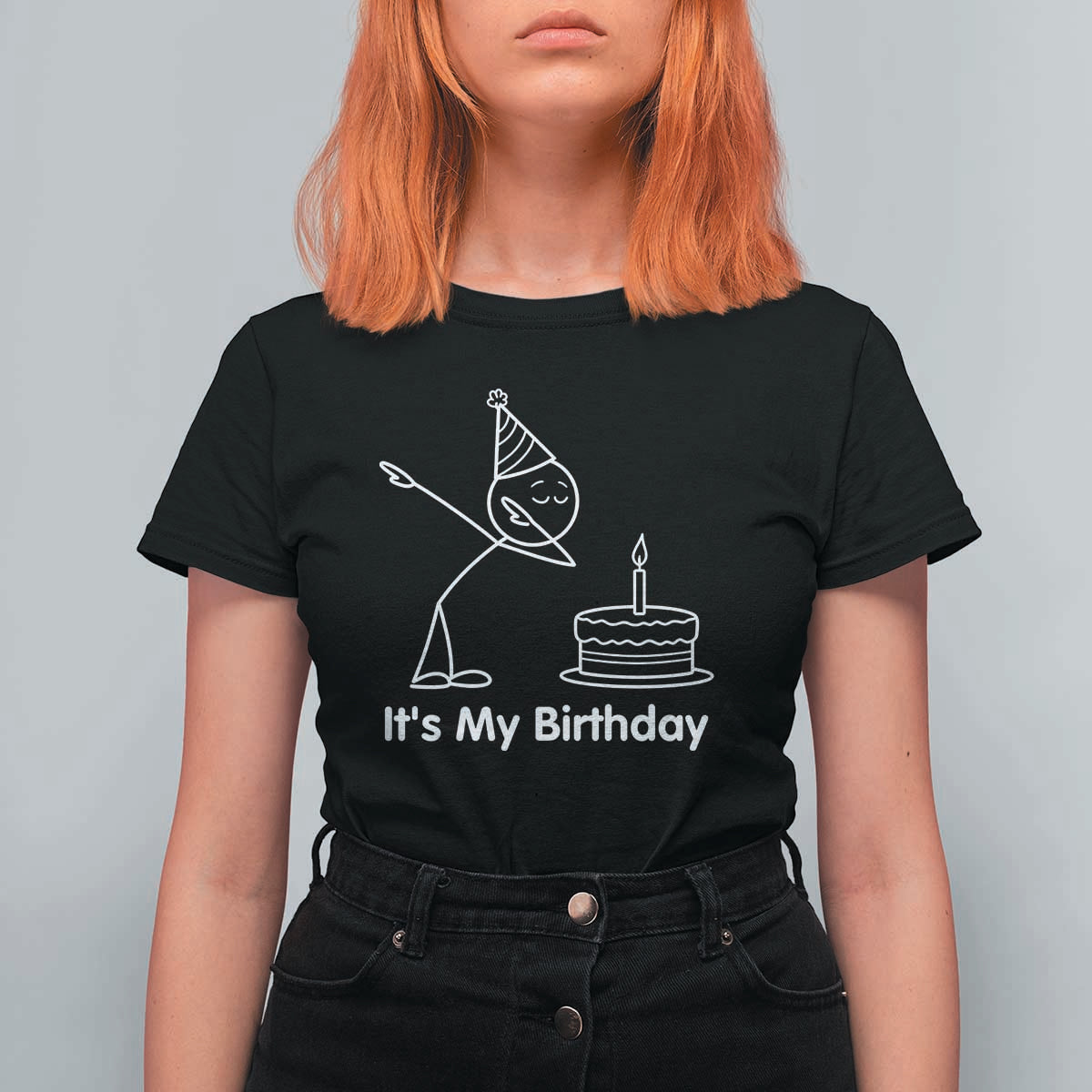 Dabbing Stickman Party Humor Gift T Shirt For Women It Is My Birthday