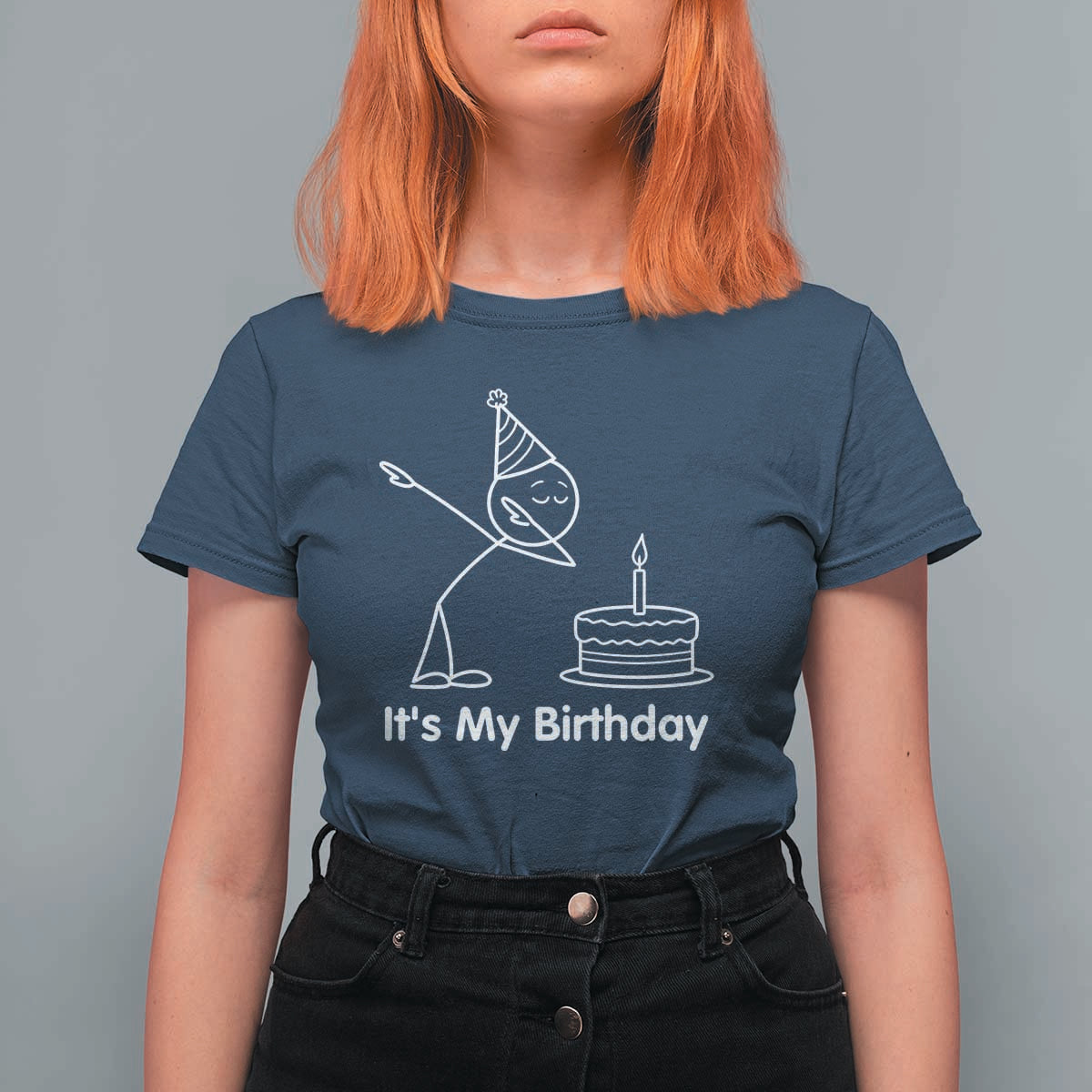 Dabbing Stickman Party Humor Gift T Shirt For Women It Is My Birthday