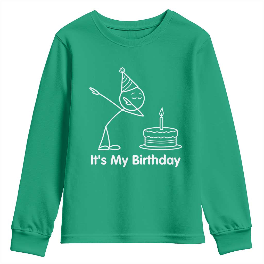Dabbing Stickman Party Humor Gift Youth Sweatshirt It Is My Birthday