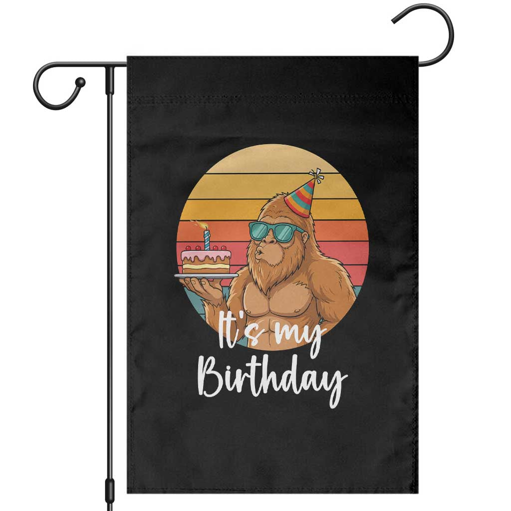 It Is My Birthday Garden Flag Funny Bigfoot Blowing Candle Birthday Cake