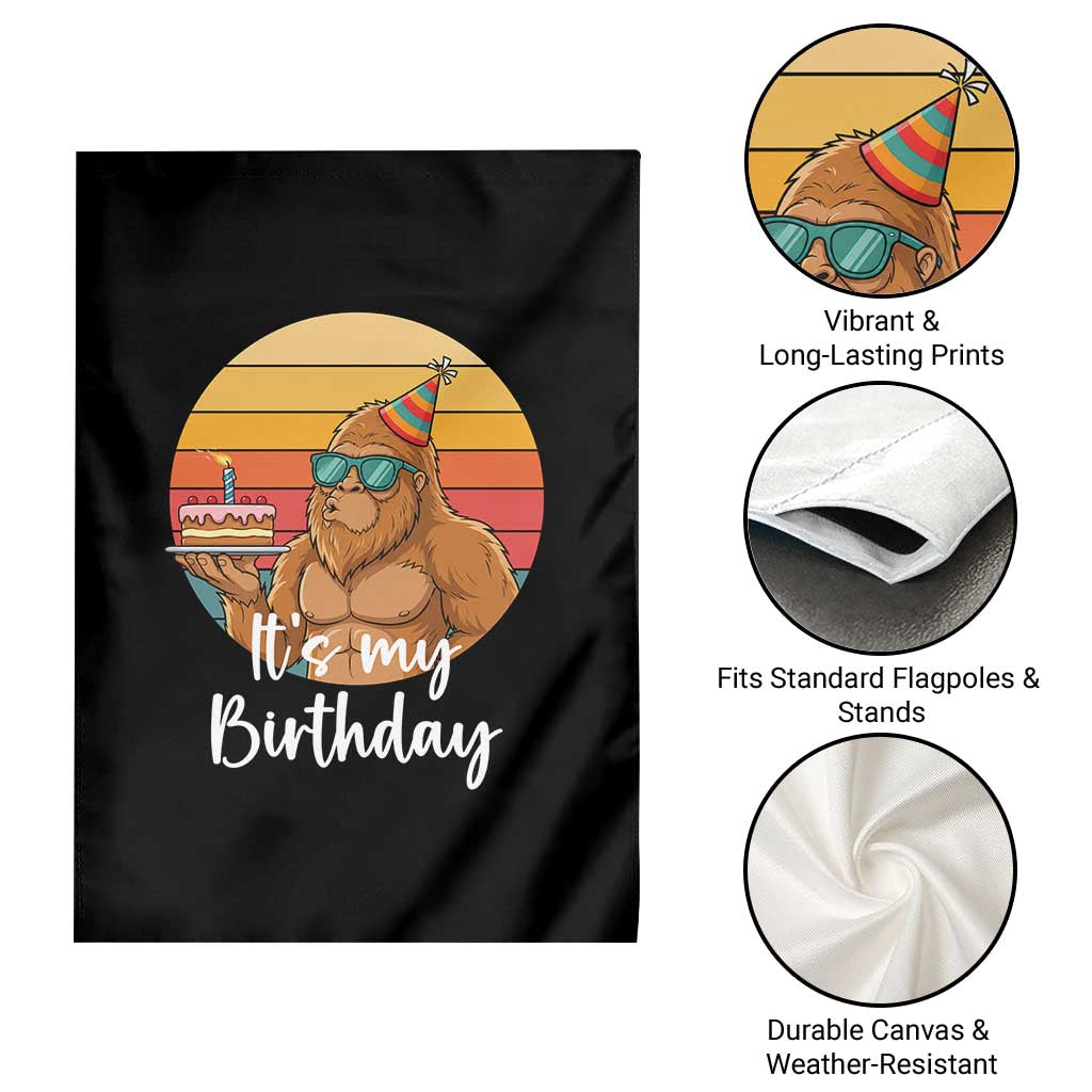 It Is My Birthday Garden Flag Funny Bigfoot Blowing Candle Birthday Cake