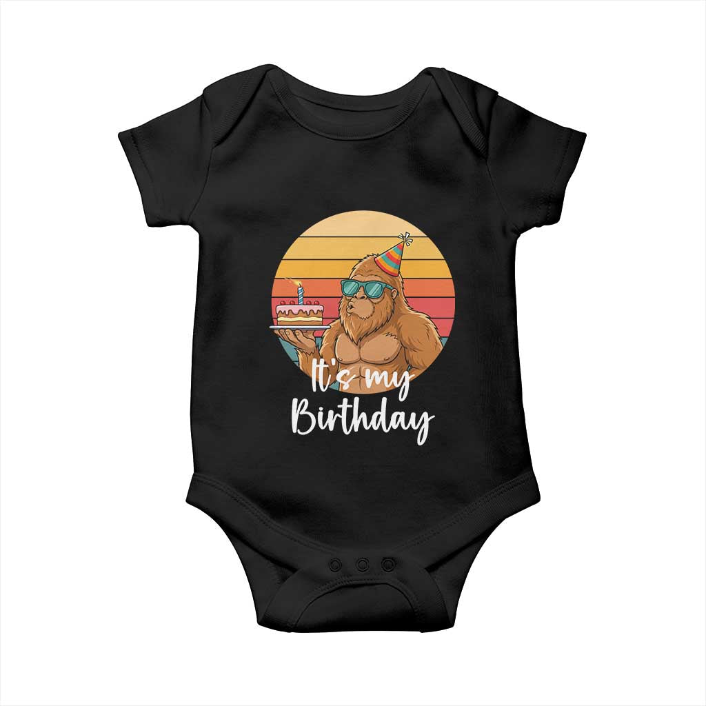 It Is My Birthday Baby Onesie Funny Bigfoot Blowing Candle Birthday Cake