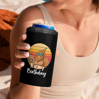 It Is My Birthday 4 in 1 Can Cooler Tumbler Funny Bigfoot Blowing Candle Birthday Cake