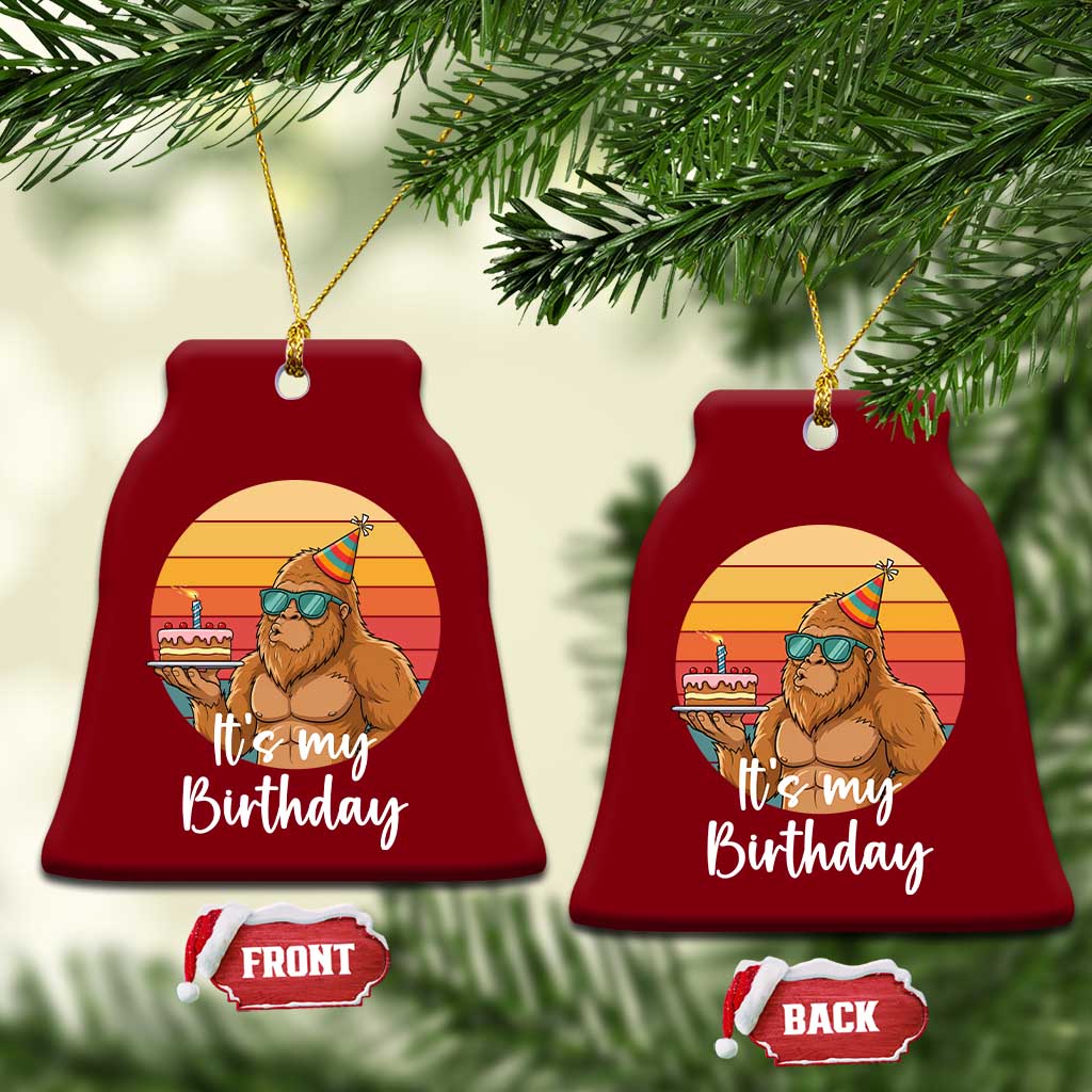 It Is My Birthday Ceramic Ornament Funny Bigfoot Blowing Candle Birthday Cake