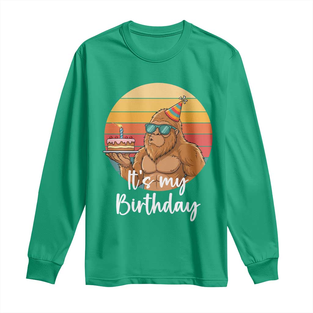 It Is My Birthday Long Sleeve Shirt Funny Bigfoot Blowing Candle Birthday Cake