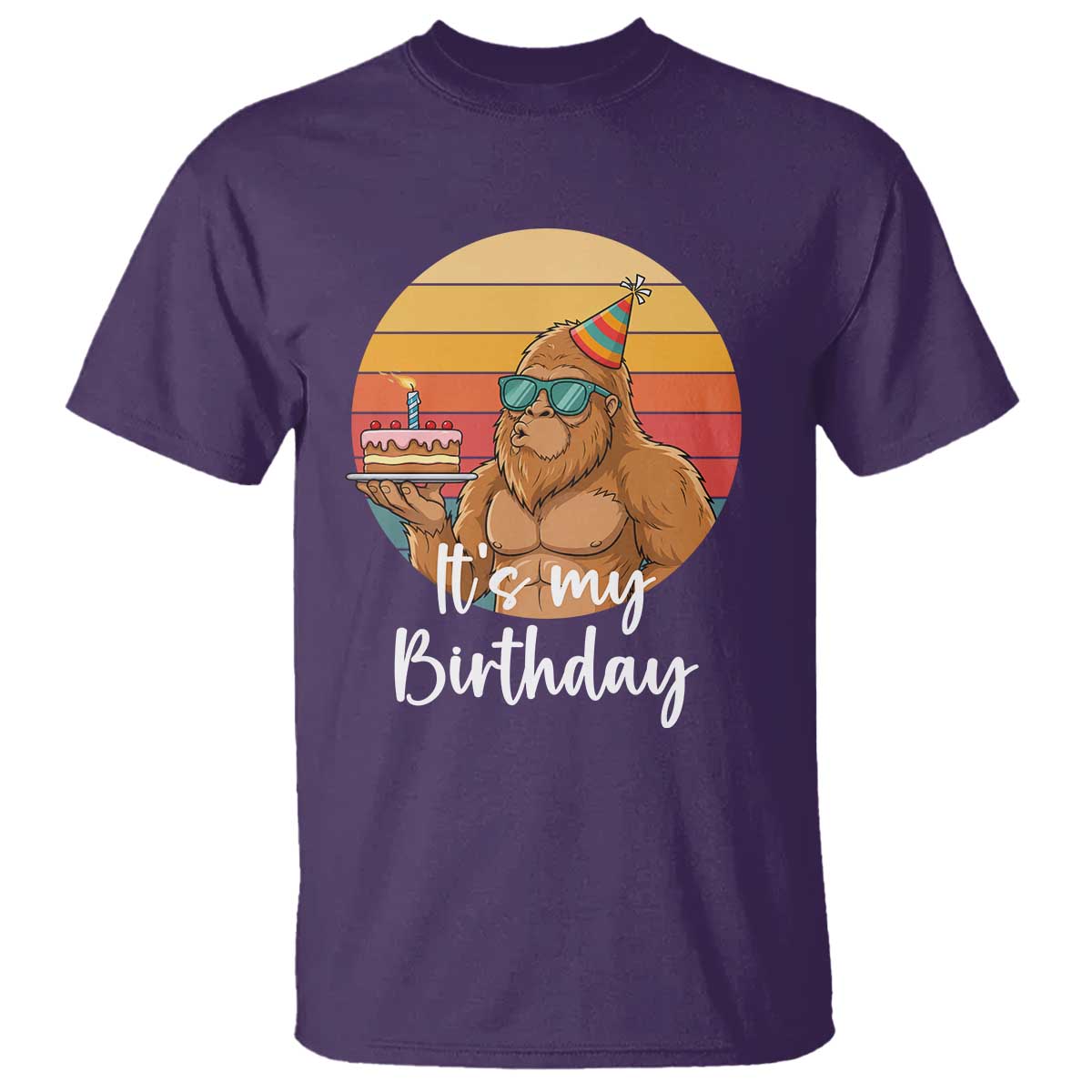 It Is My Birthday T Shirt Funny Bigfoot Blowing Candle Birthday Cake