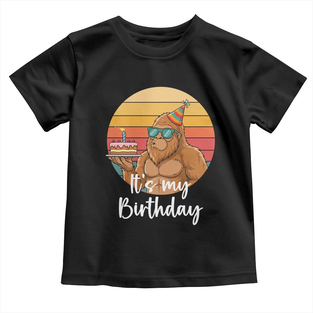 It Is My Birthday Toddler T Shirt Funny Bigfoot Blowing Candle Birthday Cake