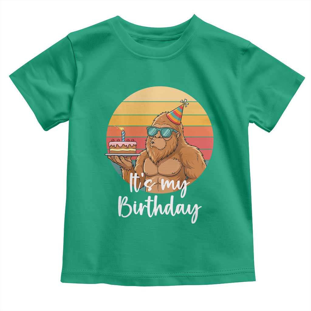 It Is My Birthday Toddler T Shirt Funny Bigfoot Blowing Candle Birthday Cake