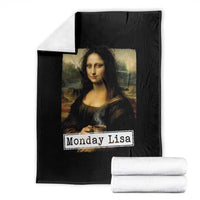 Monday Lisa Coffee Lover Throw Blanket Funny Mona Lisa Art Parody Graphic Tired Work