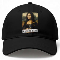 Monday Lisa Coffee Lover Baseball Cap Funny Mona Lisa Art Parody Graphic Tired Work