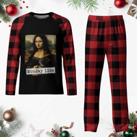 Monday Lisa Coffee Lover Plaid Pajama Set Funny Mona Lisa Art Parody Graphic Tired Work