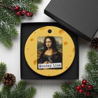 Monday Lisa Coffee Lover Ceramic Ornament Funny Mona Lisa Art Parody Graphic Tired Work