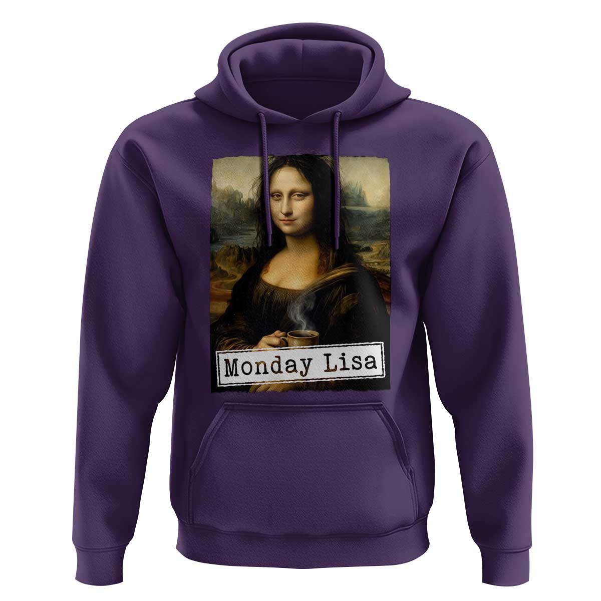 Monday Lisa Coffee Lover Hoodie Funny Mona Lisa Art Parody Graphic Tired Work