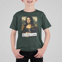 Monday Lisa Coffee Lover T Shirt For Kid Funny Mona Lisa Art Parody Graphic Tired Work
