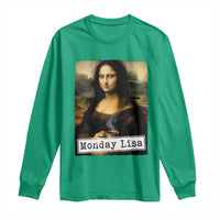 Monday Lisa Coffee Lover Long Sleeve Shirt Funny Mona Lisa Art Parody Graphic Tired Work