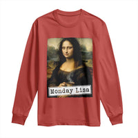Monday Lisa Coffee Lover Long Sleeve Shirt Funny Mona Lisa Art Parody Graphic Tired Work